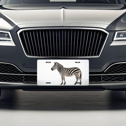 Zebra White Background Metal Vanity Novelty Tag License Plate for Trucks Cars SUVs