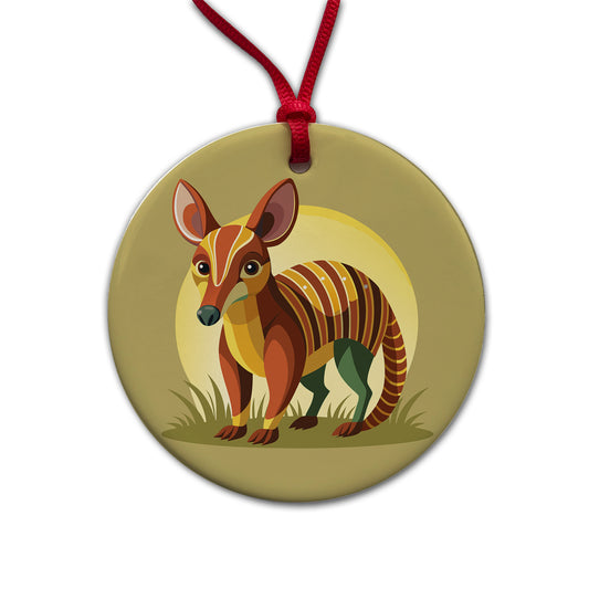Aardvark Animal Round Ceramic Holiday Christmas Tree Ornament