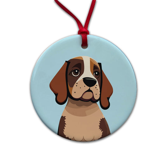American English Coonhound Dog Round Ceramic Holiday Christmas Tree Ornament