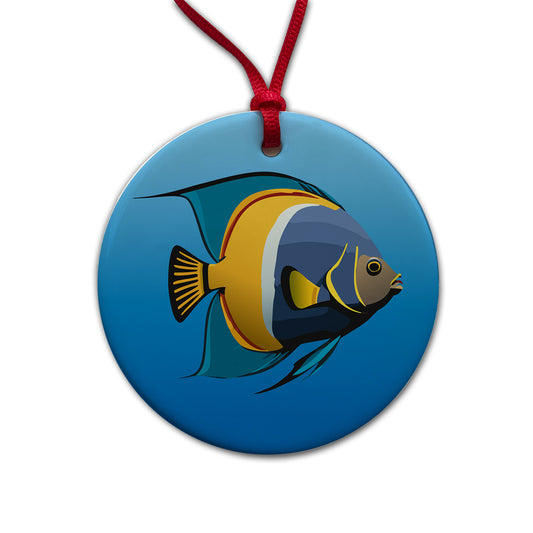 Angelfish Angel Fish Ocean Fresh Water Round Ceramic Holiday Christmas Tree Ornament