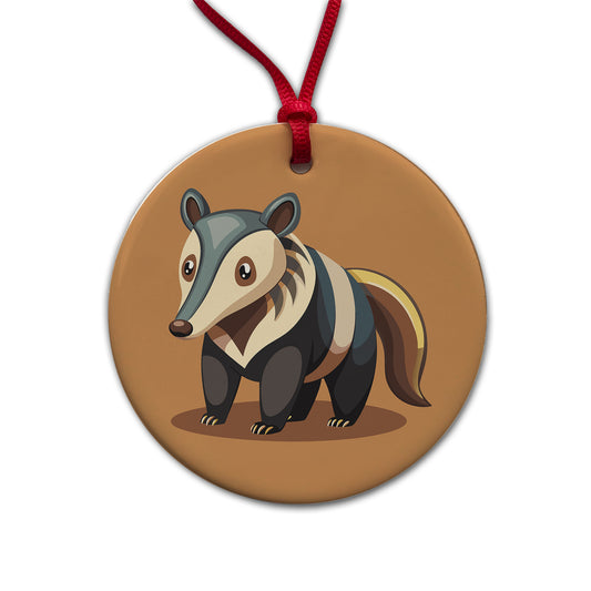 Anteater Animal Round Ceramic Holiday Christmas Tree Ornament