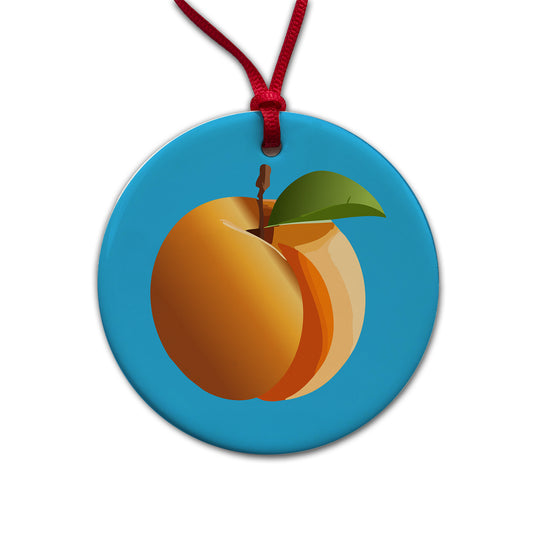 Apricot Fruit Round Ceramic Holiday Christmas Tree Ornament