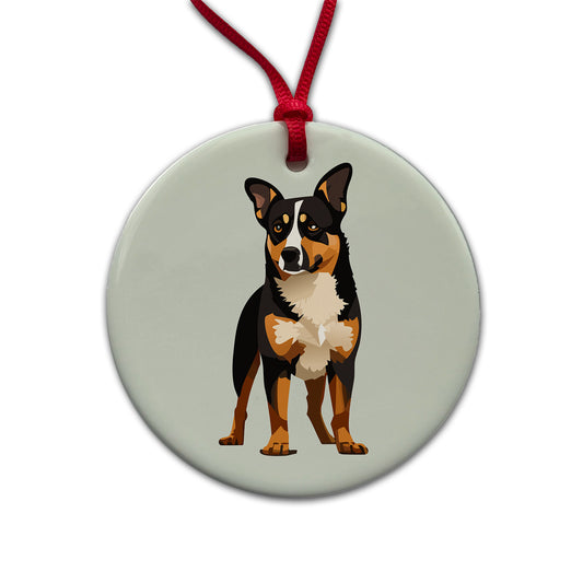 Australian Cattle Dog Standing Round Ceramic Holiday Christmas Tree Ornament
