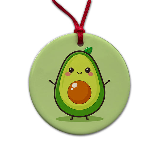 Avocado Cute Round Ceramic Holiday Christmas Tree Ornament