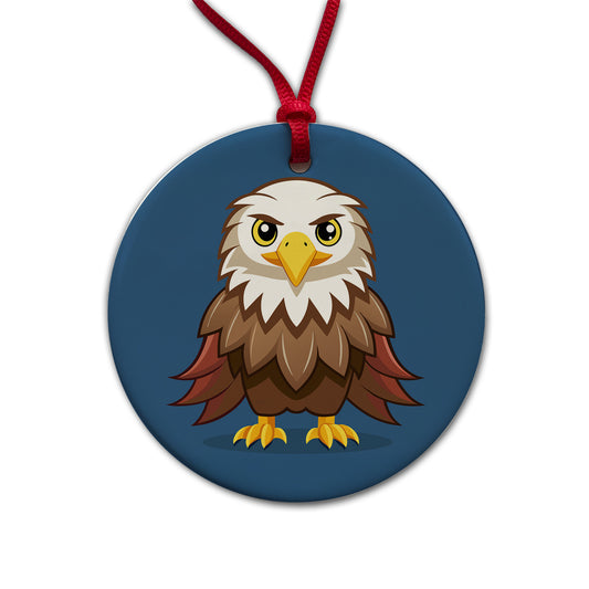 Bald Eagle Bird Cute Round Ceramic Holiday Christmas Tree Ornament