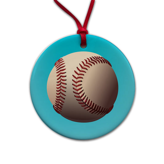 Baseball Base Ball Sport Round Ceramic Holiday Christmas Tree Ornament