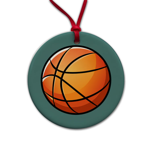 Basketball Ball Sport Round Ceramic Holiday Christmas Tree Ornament