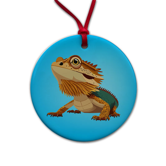 Bearded Dragon Majestic Round Ceramic Holiday Christmas Tree Ornament