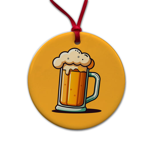 Beer Glass Foaming Stein Round Ceramic Holiday Christmas Tree Ornament
