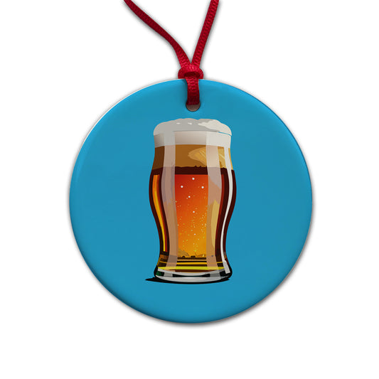 Beer Glass Mug Round Ceramic Holiday Christmas Tree Ornament