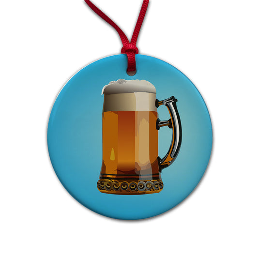 Beer Mug Stein German Round Ceramic Holiday Christmas Tree Ornament