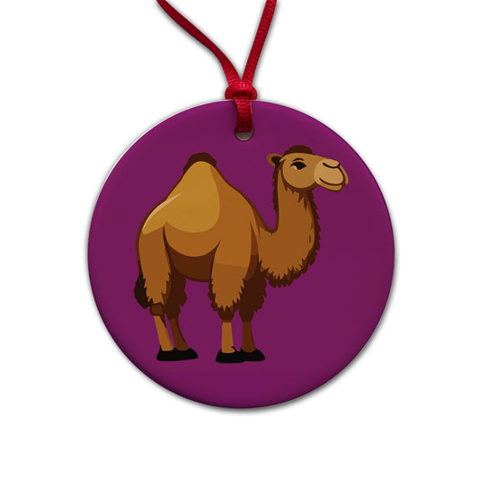 Camel Cute Profile Round Ceramic Holiday Christmas Tree Ornament
