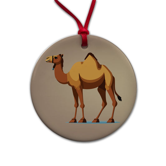 Camel Standing Round Ceramic Holiday Christmas Tree Ornament