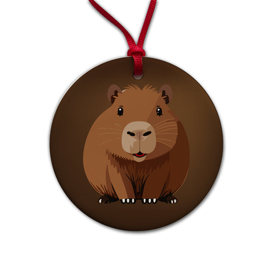 Capybara Happy Round Ceramic Holiday Christmas Tree Ornament