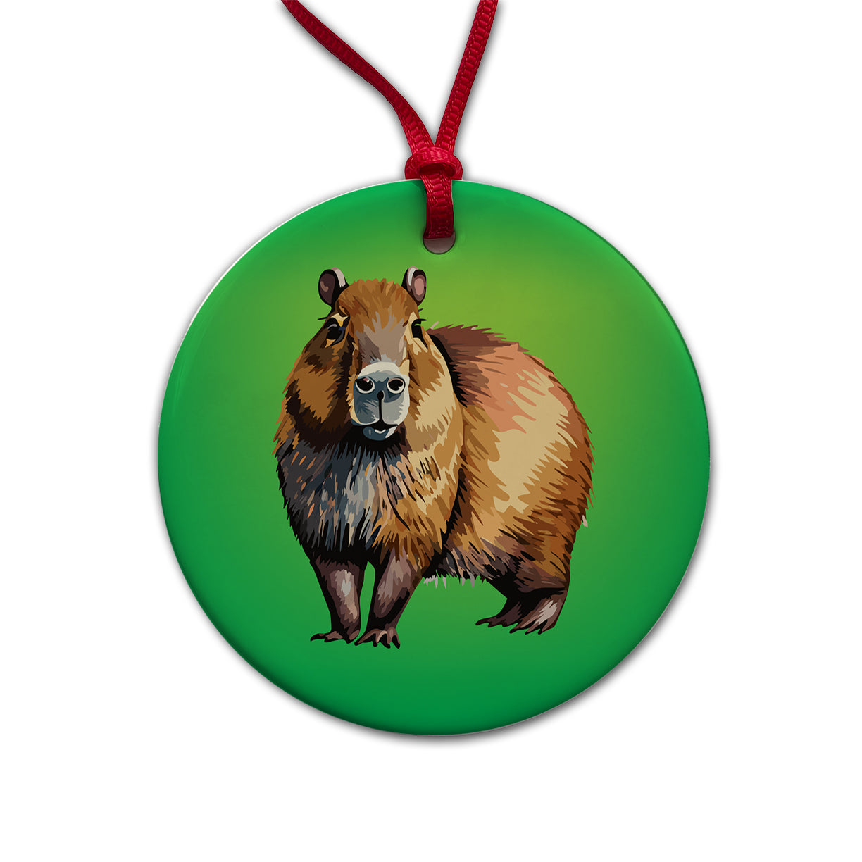 Capybara Standing Round Ceramic Holiday Christmas Tree Ornament