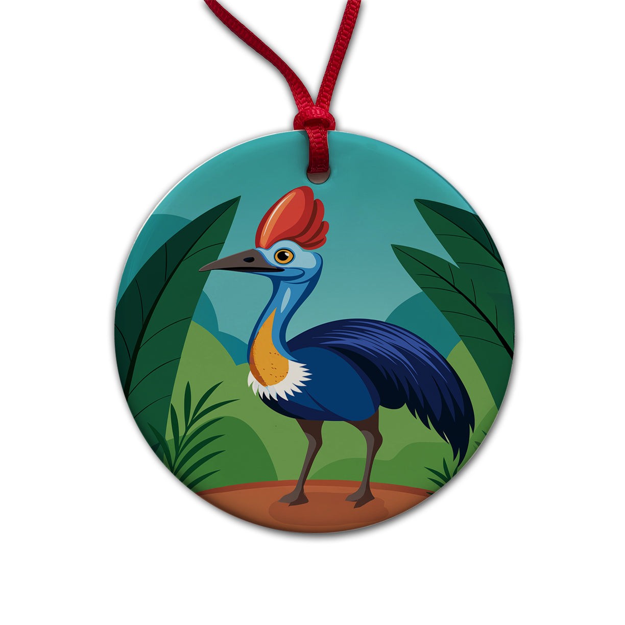 Cassowary Flightless Bird Australian Round Ceramic Holiday Christmas Tree Ornament