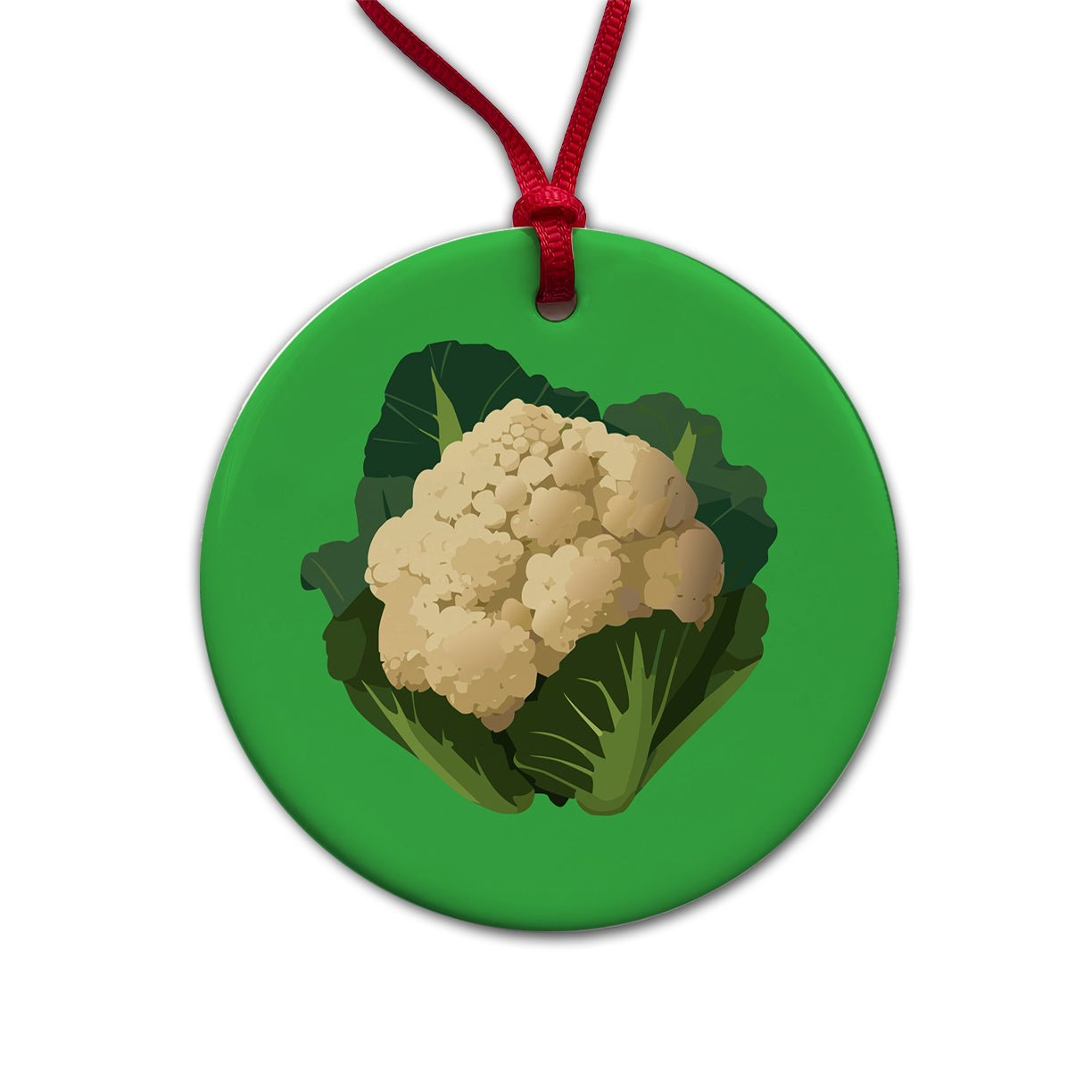 Cauliflower Vegetable Round Ceramic Holiday Christmas Tree Ornament