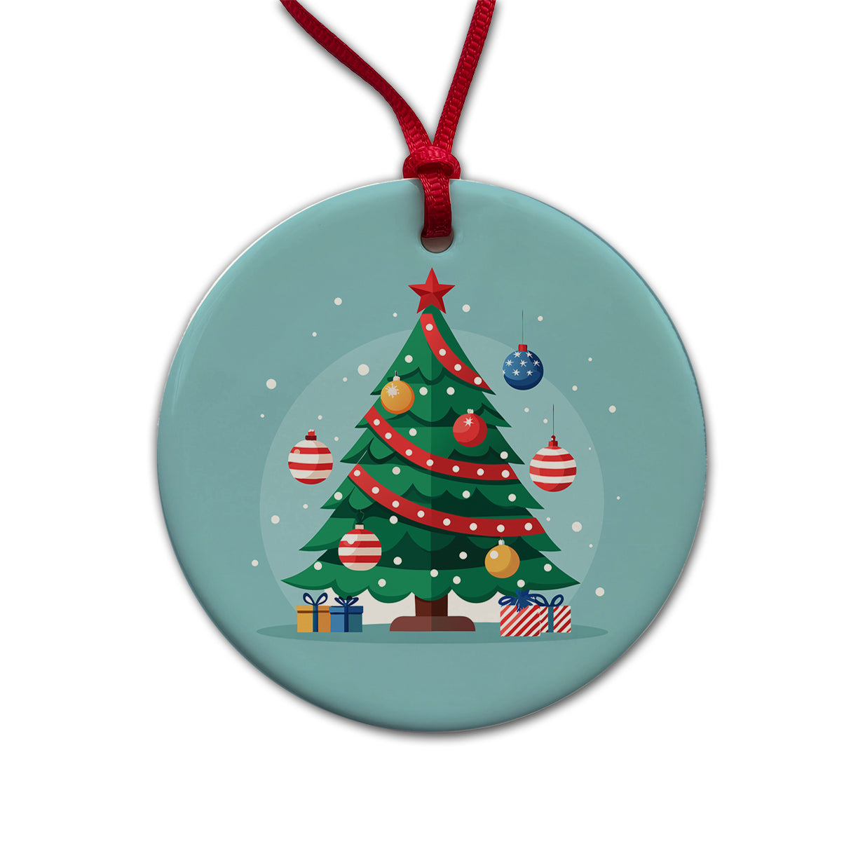 Christmas Patriotic Tree Ornaments Subtle Round Ceramic Holiday Christmas Tree Ornament