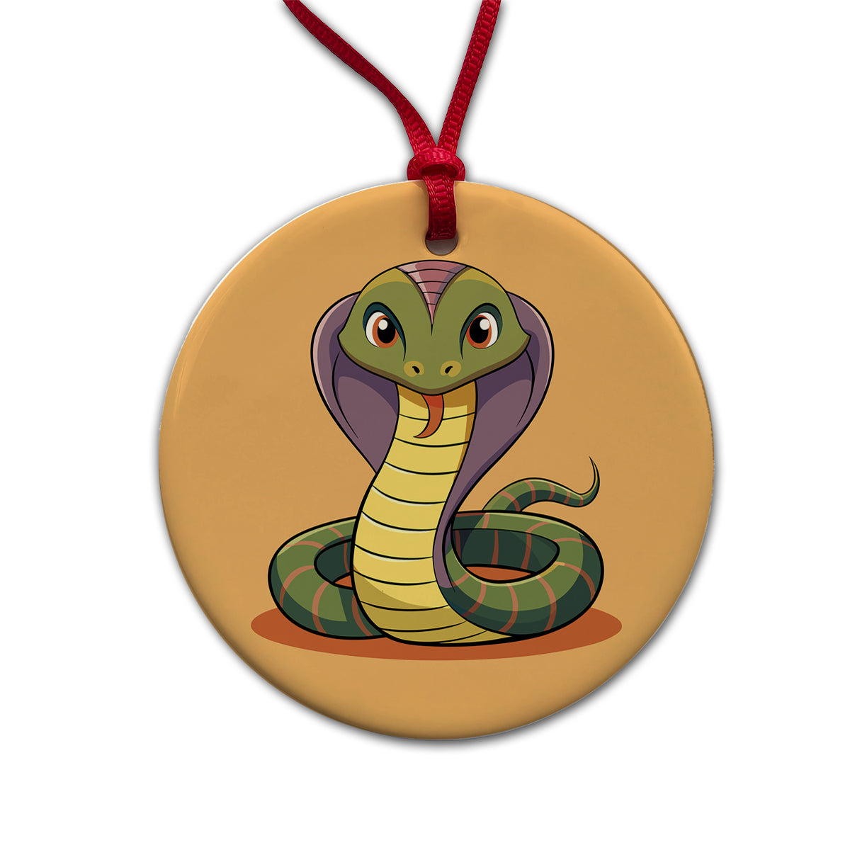 Cobra Snake Cute Round Ceramic Holiday Christmas Tree Ornament