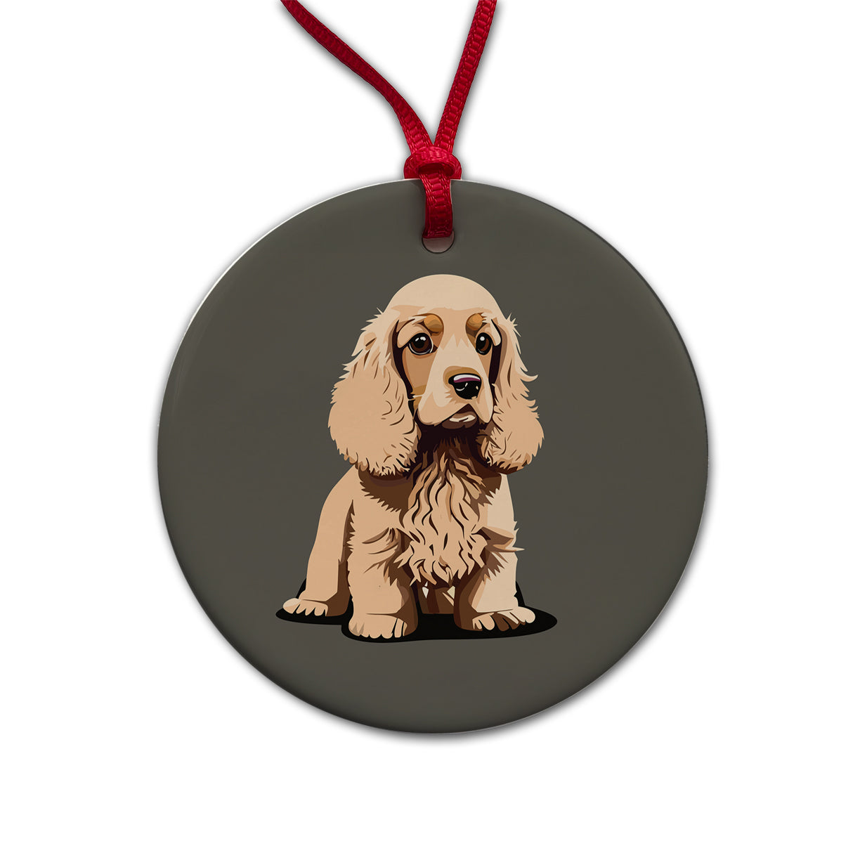 Cocker Spaniel Standing Round Ceramic Holiday Christmas Tree Ornament