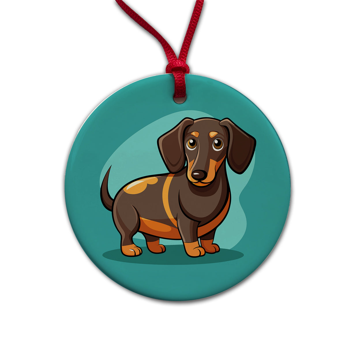 Dachshund Dog Profile Round Ceramic Holiday Christmas Tree Ornament