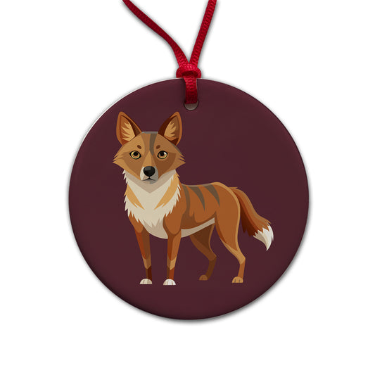 Dingo Australian Dog Animal Round Ceramic Holiday Christmas Tree Ornament