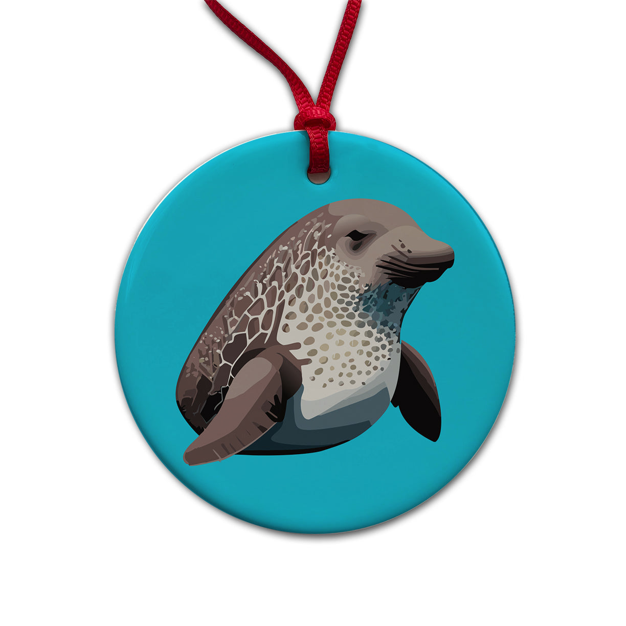 Dugong Sea Cow Round Ceramic Holiday Christmas Tree Ornament