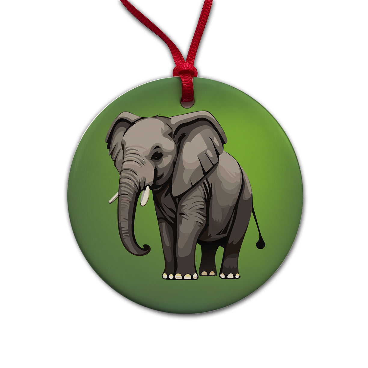 Elephant with Tusks Majestic Round Ceramic Holiday Christmas Tree Ornament