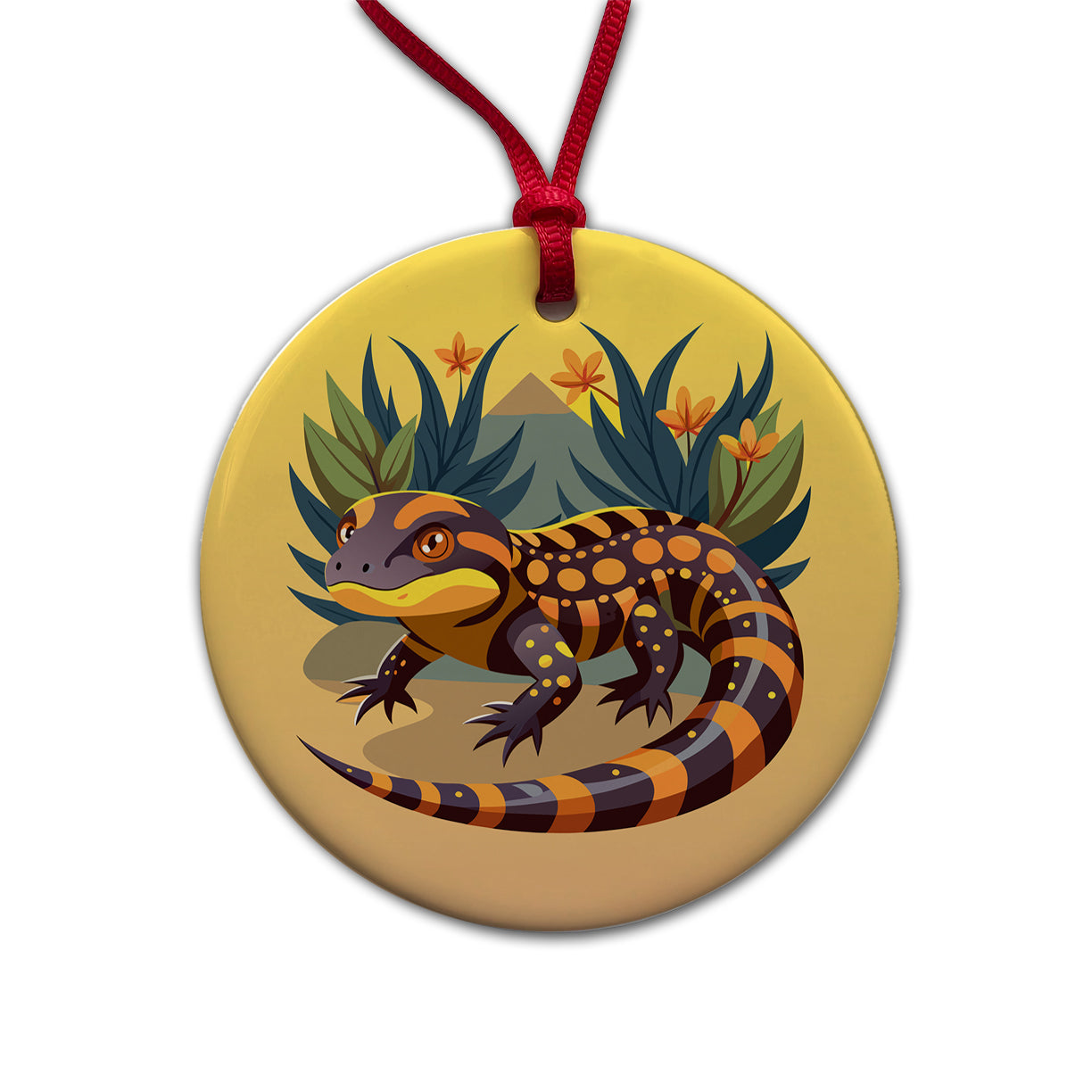 Gila Monster Round Ceramic Holiday Christmas Tree Ornament