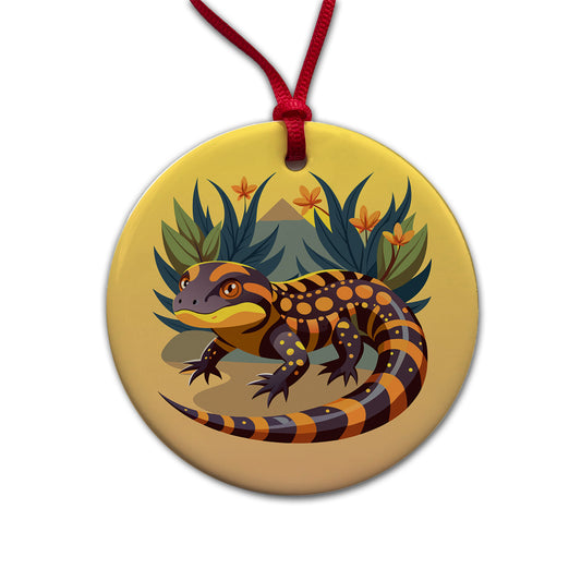 Gila Monster Round Ceramic Holiday Christmas Tree Ornament