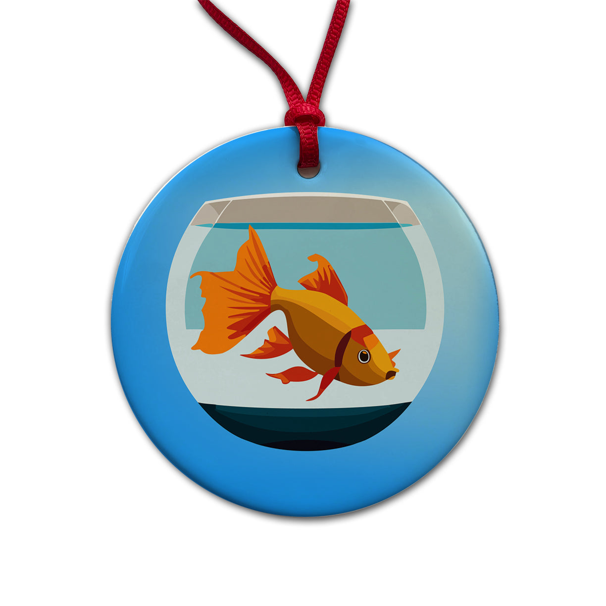 Goldfish in Bowl Pet Round Ceramic Holiday Christmas Tree Ornament