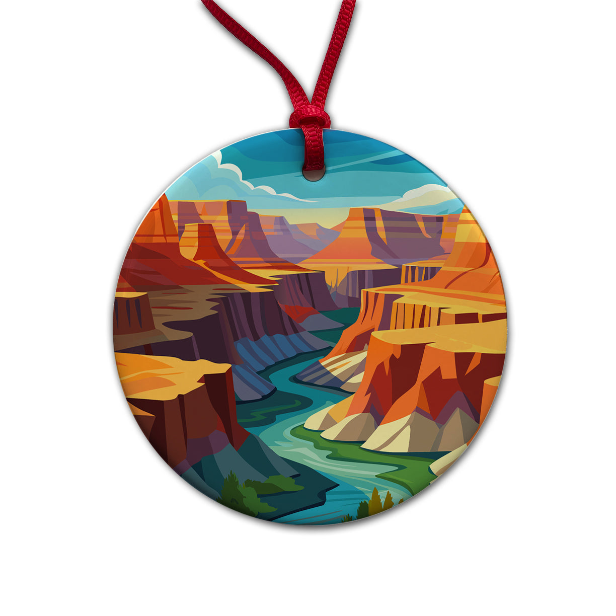 Grand Canyon Travel Round Ceramic Holiday Christmas Tree Ornament