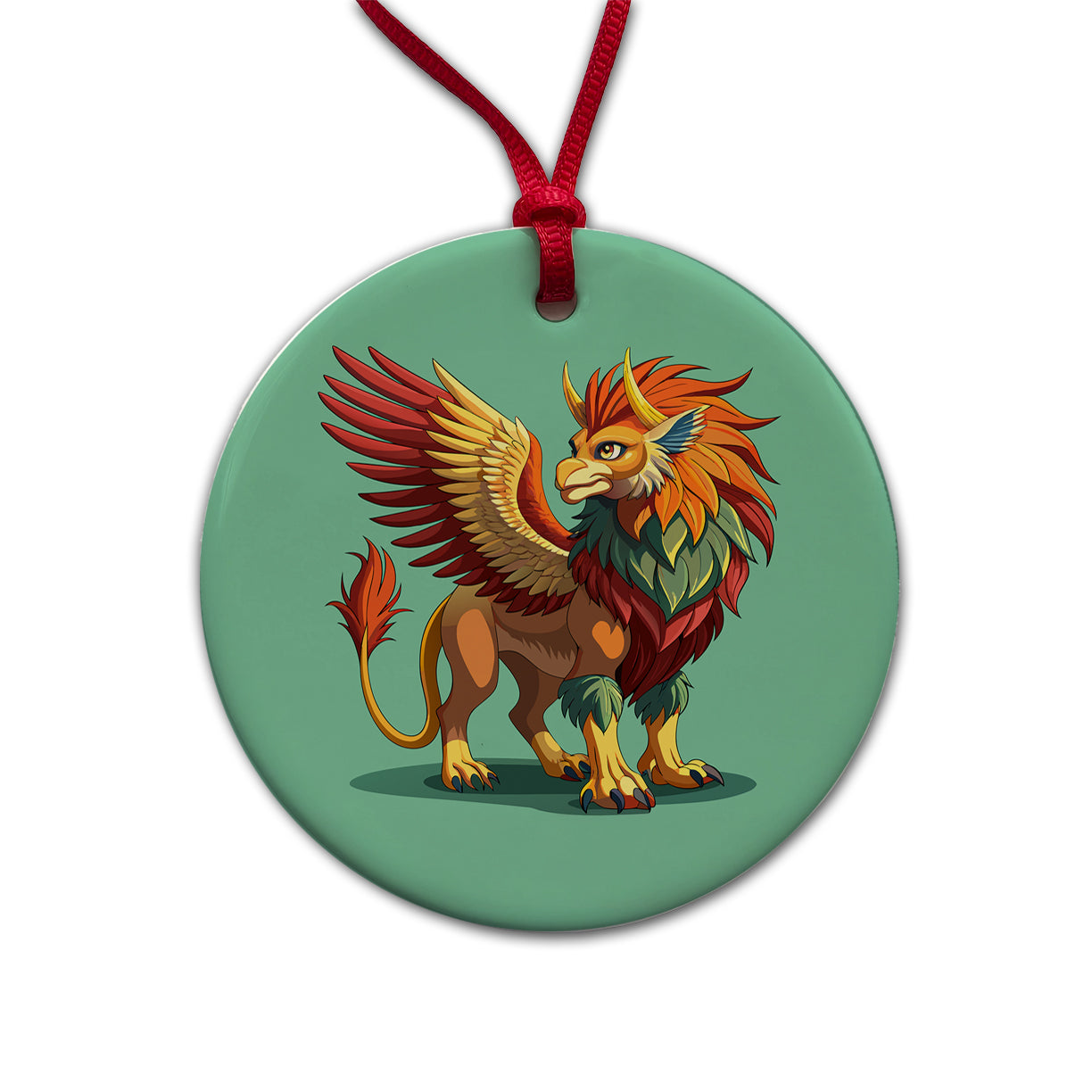 Griffin Greek Mythology Round Ceramic Holiday Christmas Tree Ornament