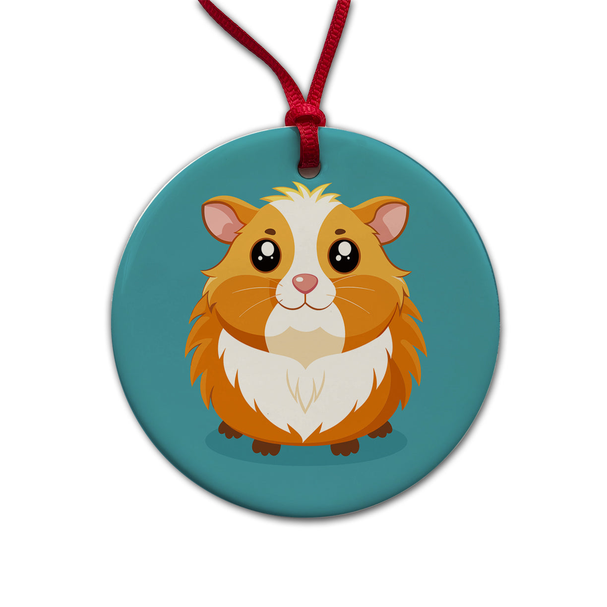 Guinea Pig Cute Round Ceramic Holiday Christmas Tree Ornament