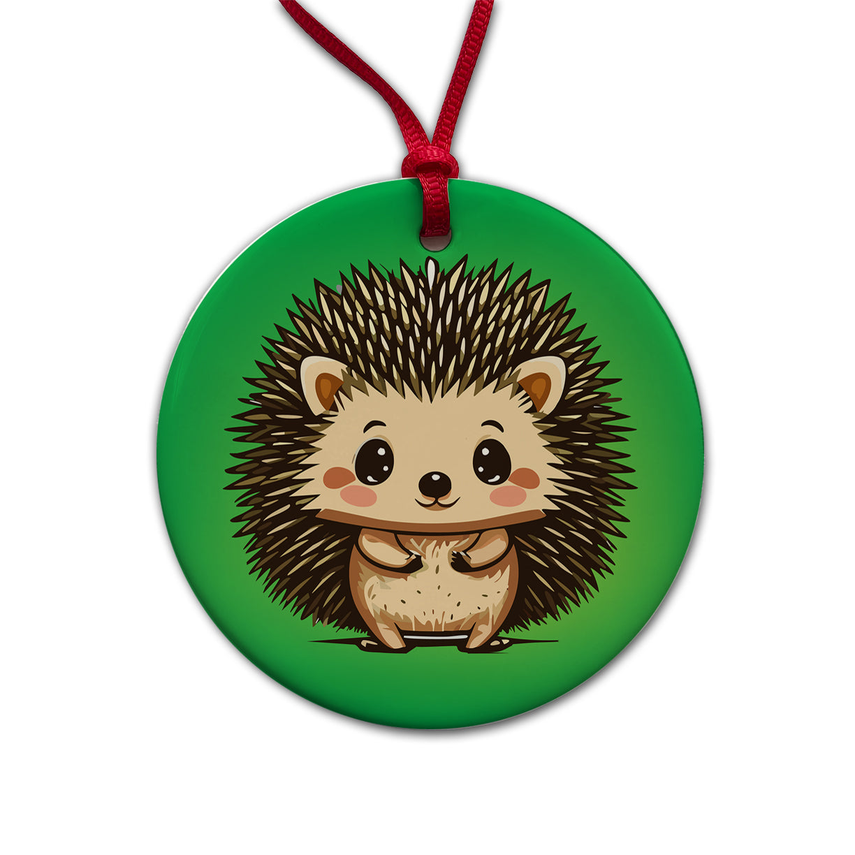 Hedgehog Cute Round Ceramic Holiday Christmas Tree Ornament
