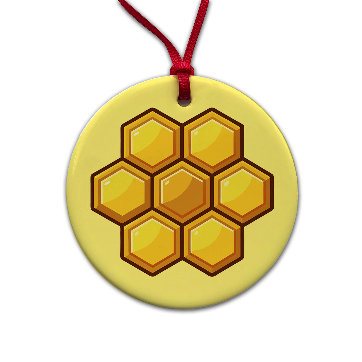 Honeycomb Elegant Round Ceramic Holiday Christmas Tree Ornament
