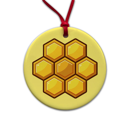 Honeycomb Elegant Round Ceramic Holiday Christmas Tree Ornament