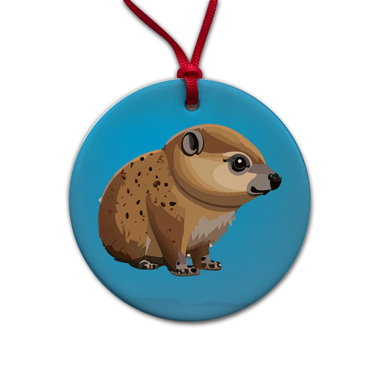 Hyrax Dassie Africa Animal Round Ceramic Holiday Christmas Tree Ornament