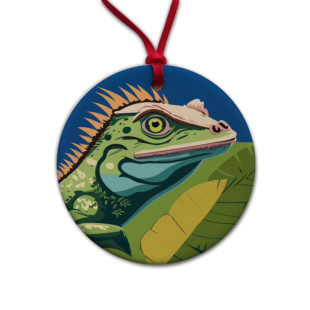Iguana Lizard Reptile Round Ceramic Holiday Christmas Tree Ornament