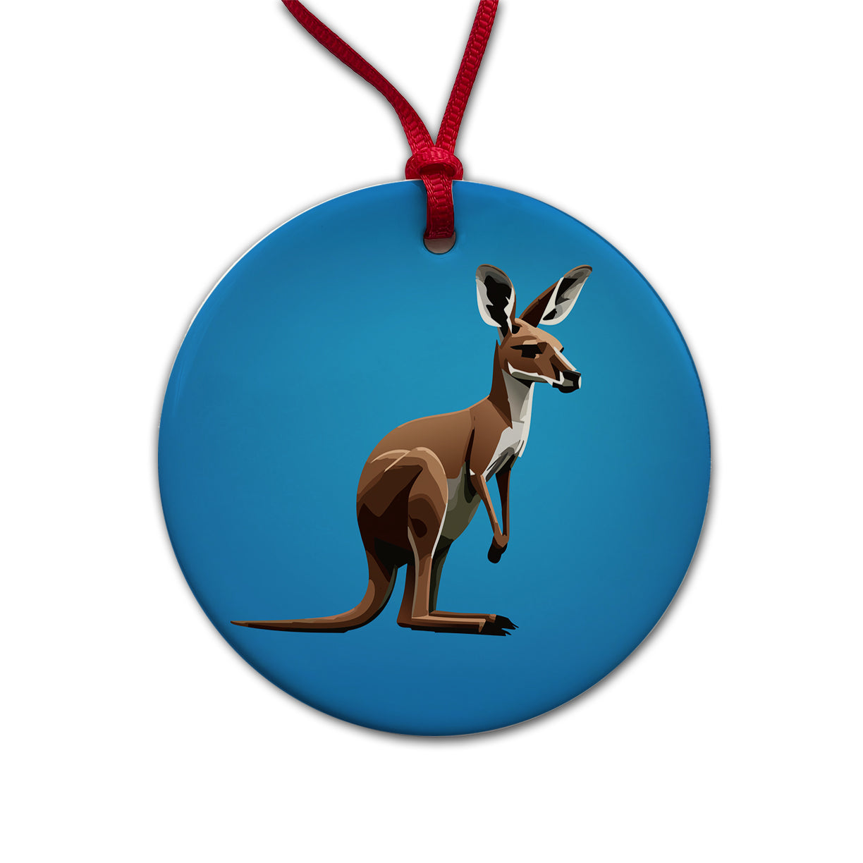 Kangaroo Standing Animal Round Ceramic Holiday Christmas Tree Ornament