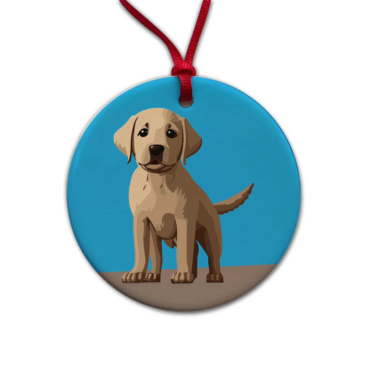 Labrador Retriever Dog Puppy Round Ceramic Holiday Christmas Tree Ornament