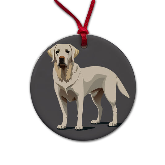 Labrador Retriever Dog Standing Round Ceramic Holiday Christmas Tree Ornament