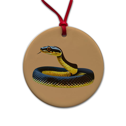 Mamba Snake Coiled Round Ceramic Holiday Christmas Tree Ornament