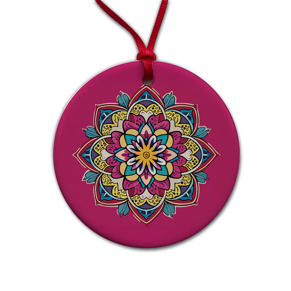 Mandala Colorful Beautiful Round Ceramic Holiday Christmas Tree Ornament