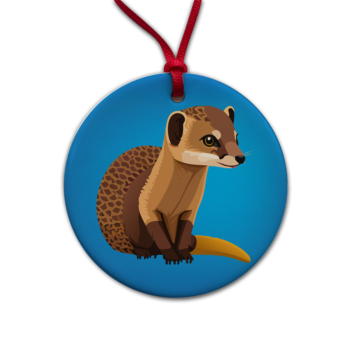 Mongoose Animal Round Ceramic Holiday Christmas Tree Ornament