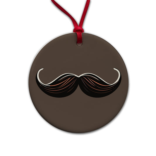 Mustache Funny Round Ceramic Holiday Christmas Tree Ornament