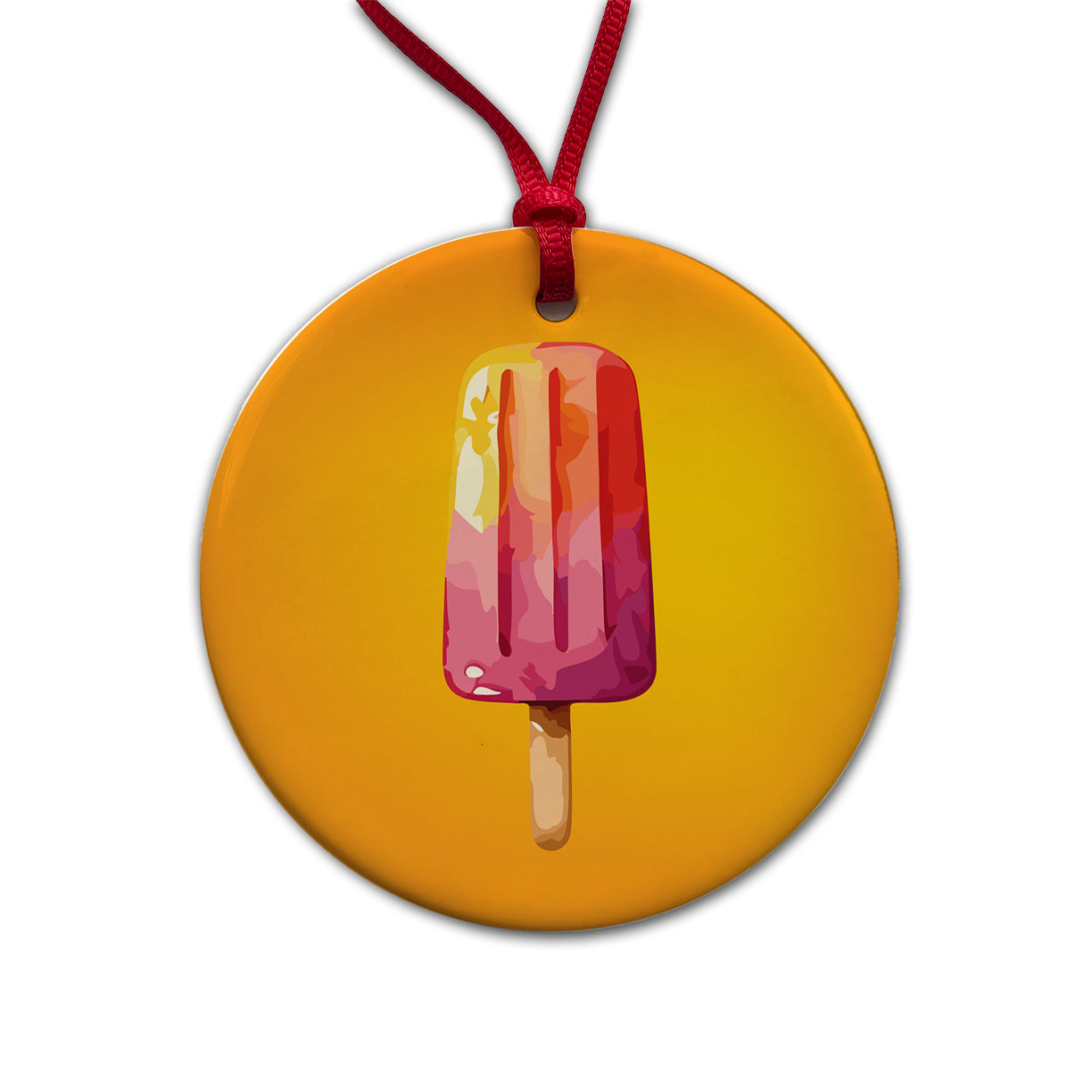Popsicle Colorful Summer Dessert Round Ceramic Holiday Christmas Tree Ornament