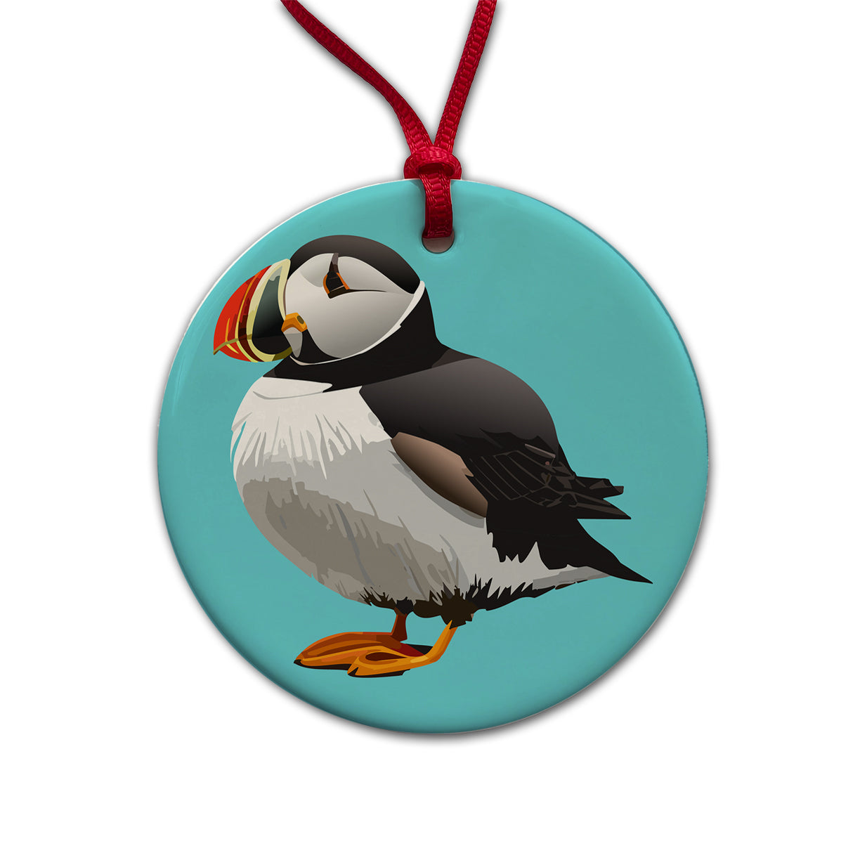 Puffin Seabird Bird Round Ceramic Holiday Christmas Tree Ornament
