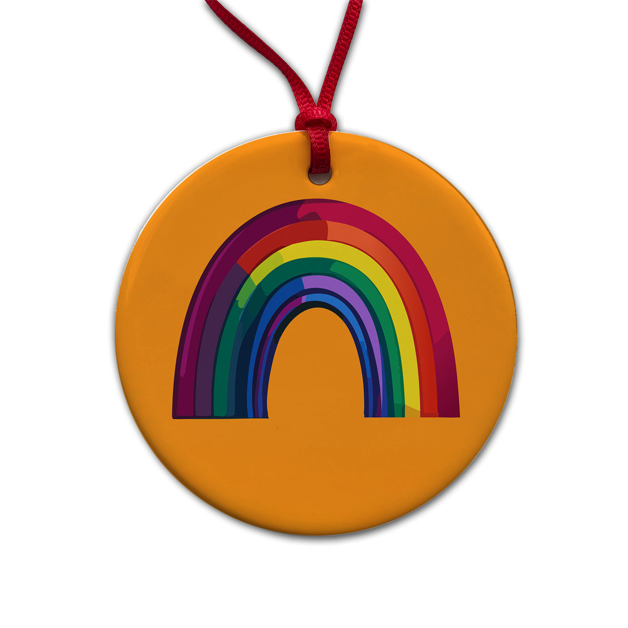 Rainbow Pride Gay LGBTQ Round Ceramic Holiday Christmas Tree Ornament