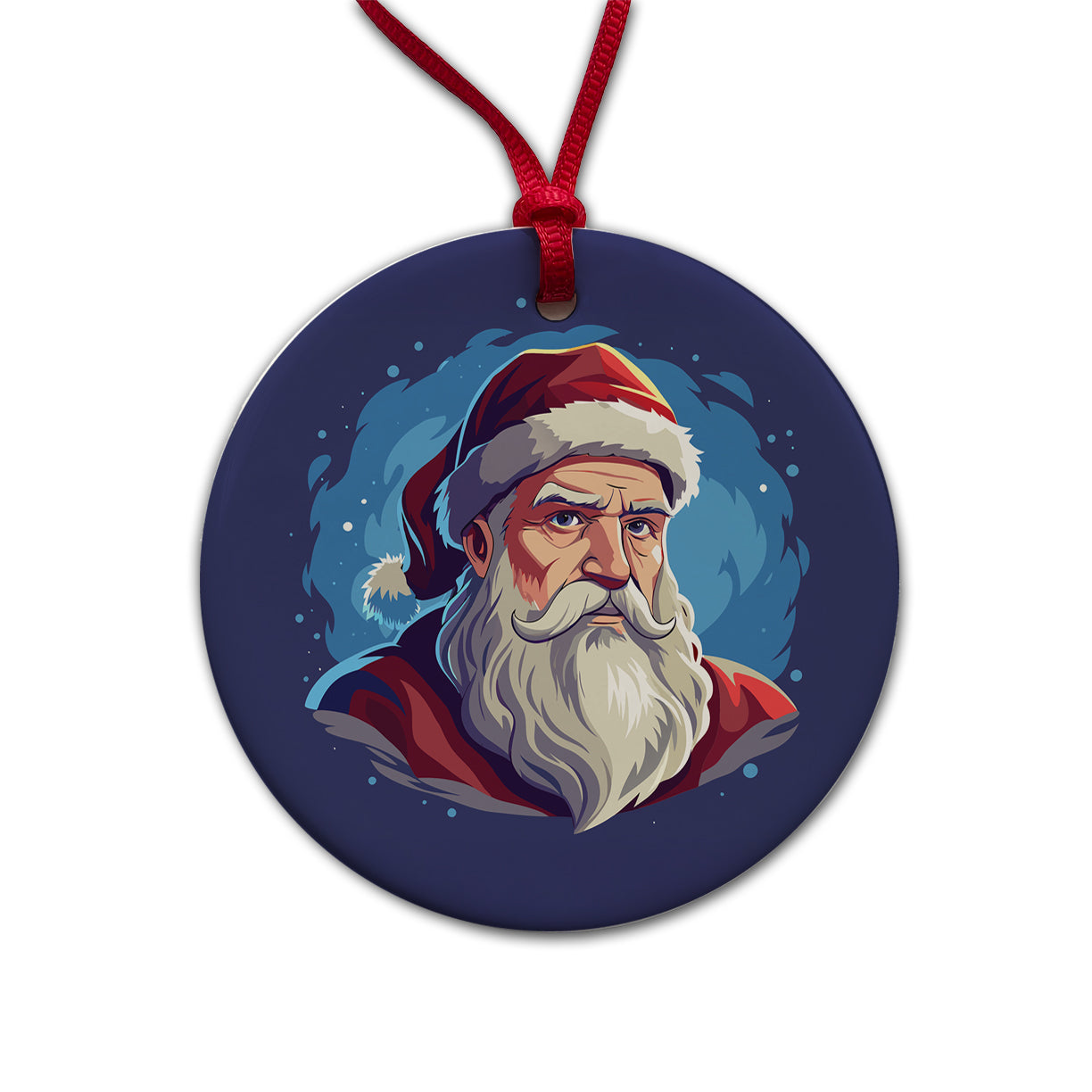 Santa Father Christmas Xmas Round Ceramic Holiday Christmas Tree Ornament